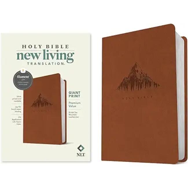 NLT Giant Print Premium Value Bible, Filament-Enabled Edition (LeatherLike, British Tan Mountain)