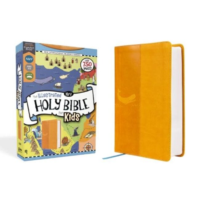NIrV, The Illustrated Holy Bible for Kids, Leathersoft, Yellow, Full Color, Comfort Print