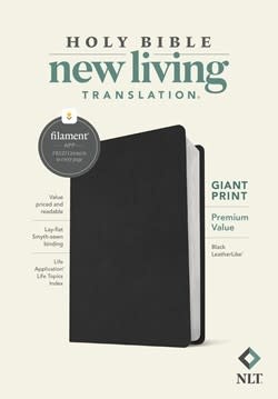 NLT Giant Print Premium Value Bible, Black LeatherLike, Filament Enabled Edition