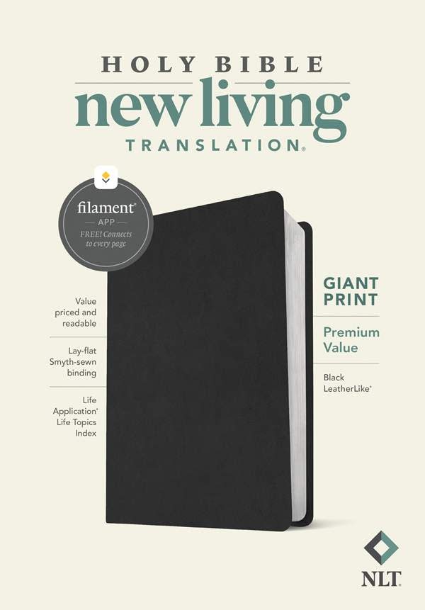 NLT Giant Print Premium Value Bible, Black LeatherLike, Filament Enabled Edition