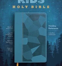 NLT Kids Bible, Thinline Reference Edition, Camo Blue LeatherLike, Red Letter