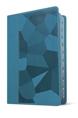 NLT Kids Bible, Thinline Reference Edition, Camo Blue LeatherLike, Thumb Indexed, Red Letter