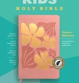 NLT Kids Bible, Thinline Reference Edition, LeatherLike, Indexed, Tropical Flowers Dusty Pink, Red Letter
