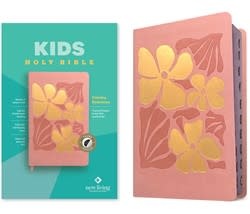 NLT Kids Bible, Thinline Reference Edition, LeatherLike, Indexed, Tropical Flowers Dusty Pink, Red Letter