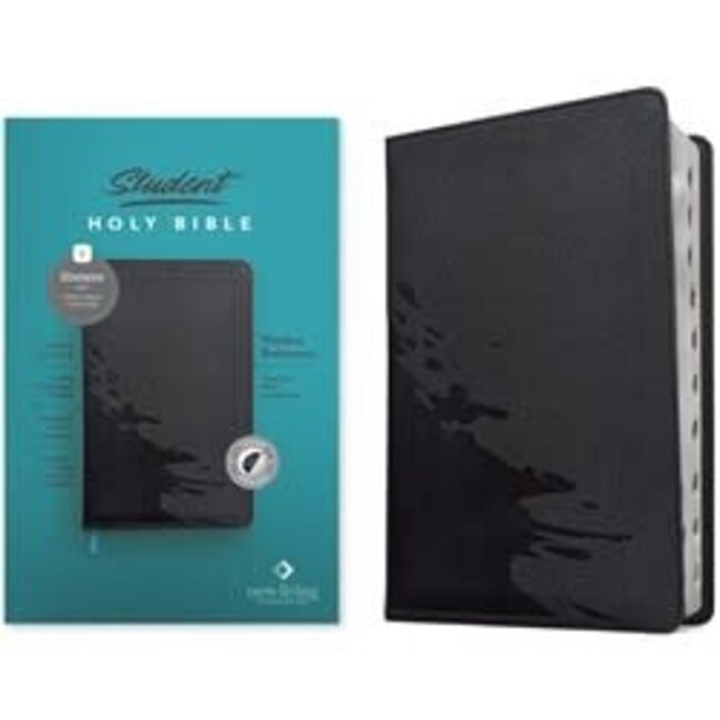 NLT Student Bible, Thinline Reference, Filament Enabled (LeatherLike, Overflow Black, Indexed, Red Letter
