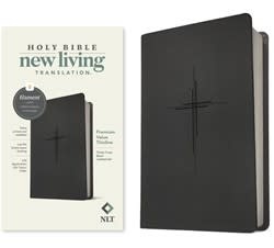 NLT Premium Value Thinline Bible, Filament-Enabled Edition, LeatherLike, Trinity Cross Black
