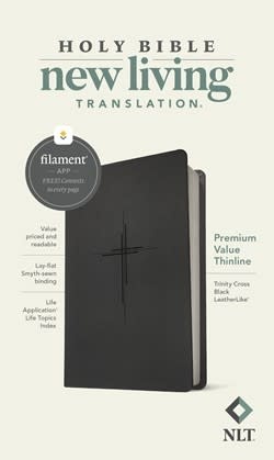 NLT Premium Value Thinline Bible, Filament-Enabled Edition, LeatherLike, Trinity Cross Black