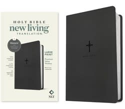 NLT Large Print Premium Value Thinline Bible, Filament-Enabled Edition, LeatherLike, Black Cross