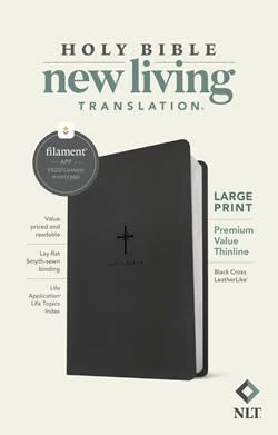 NLT Large Print Premium Value Thinline Bible, Filament-Enabled Edition, LeatherLike, Black Cross