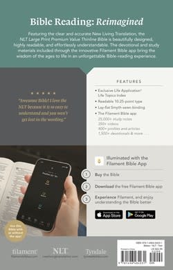 NLT Large Print Premium Value Thinline Bible, Filament-Enabled Edition, LeatherLike, Black Cross