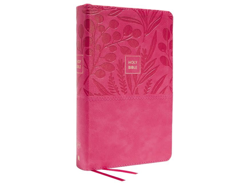 KJV, End-of-Verse Reference Bible, Personal Size Large Print, Leathersoft, Pink, Red Letter, Comfort Print