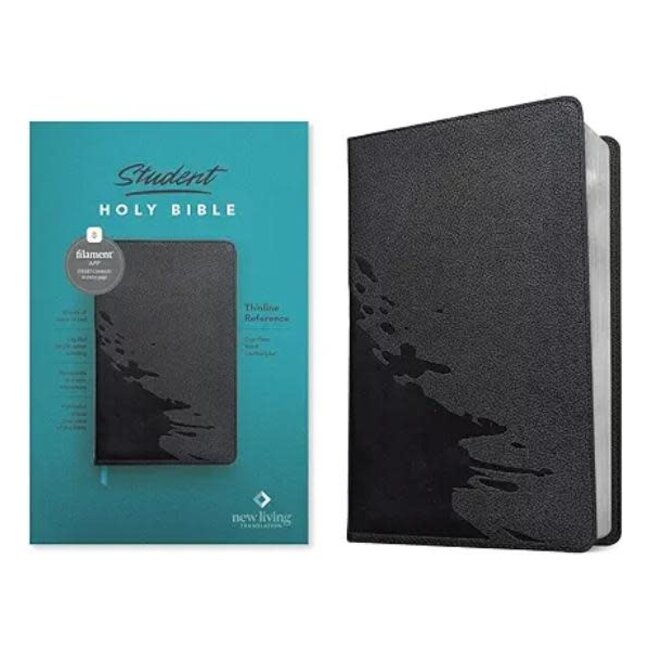NLT Student Bible, Thinline Reference, Filament-Enabled Edition, LeatherLike, Overflow Black, Red Letter