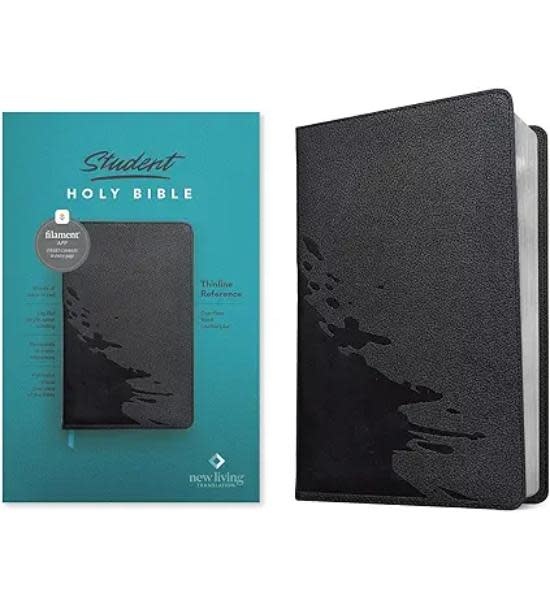 NLT Student Bible, Thinline Reference, Filament-Enabled Edition, LeatherLike, Overflow Black, Red Letter
