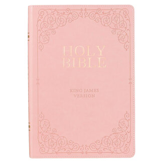 Pink Faux Leather Giant Print Full-size King James Version Bible with Thumb-index