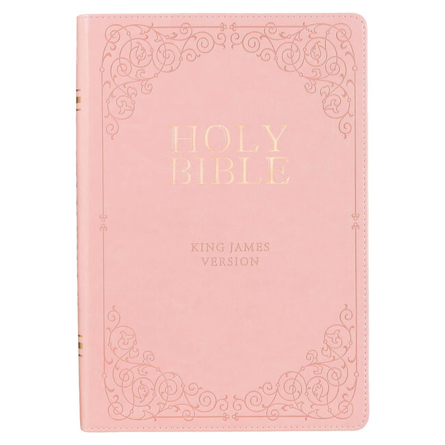 Pink Faux Leather Giant Print Full-size King James Version Bible with Thumb-index