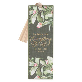 Everything Beautiful Green Faux Leather Bookmark - Ecclesiastes 3:11