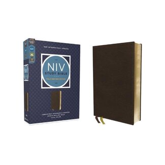NIV Study Bible, Fully Revised Edition, Genuine Leather, Calfskin, Brown, Red Letter, Comfort Print