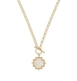Square Cross Pendant Toggle Necklace