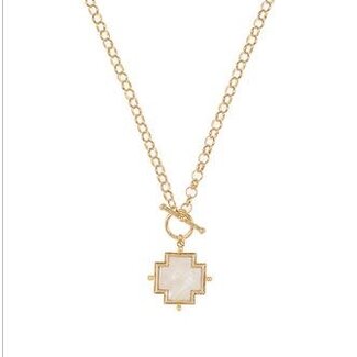 Square Cross Pendant Toggle Necklace