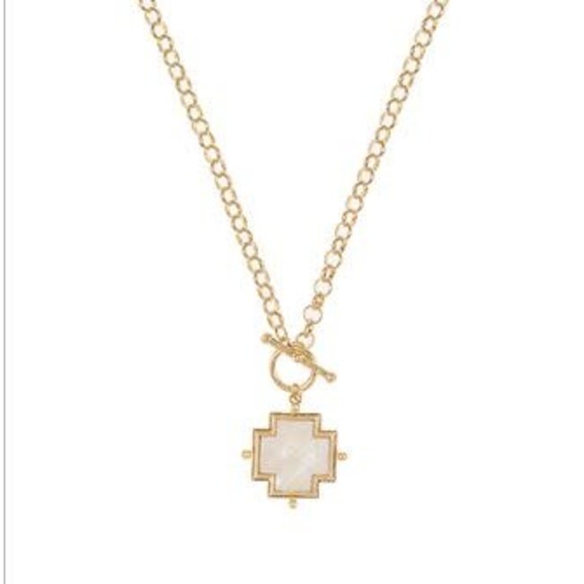 Square Cross Pendant Toggle Necklace