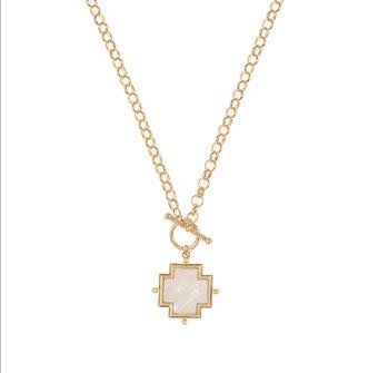 Square Cross Pendant Toggle Necklace