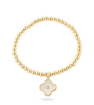 MOP Clover Charm Ball Chain Bracelet