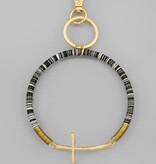 Cross & Sequin Key Ring Bracelet