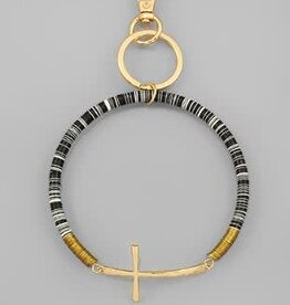 Cross & Sequin Key Ring Bracelet