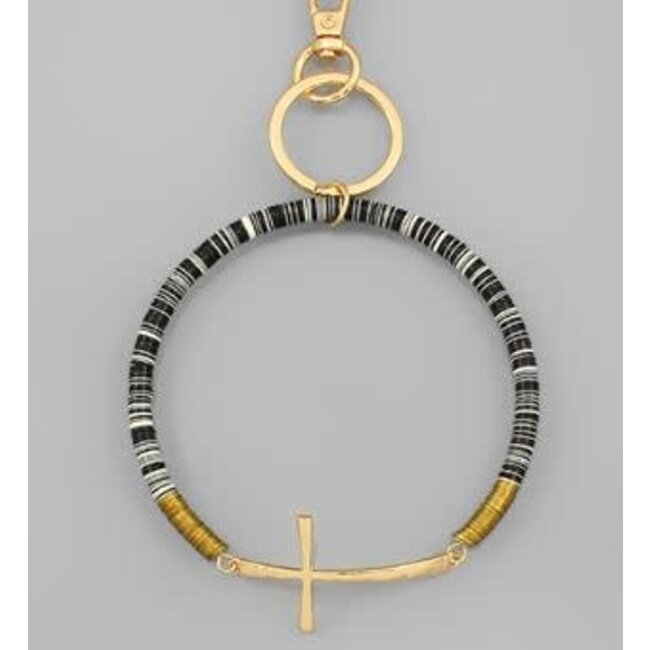 Cross & Sequin Key Ring Bracelet