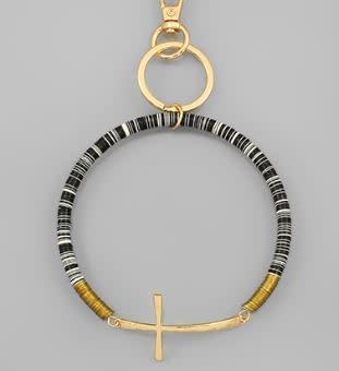 Cross & Sequin Key Ring Bracelet