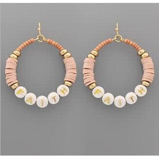 Faith Bead Circle Earrings - Dusty Pink