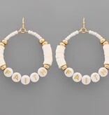 Faith Bead Circle Earrings - White
