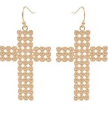 Cross Embossed Metal Earrings