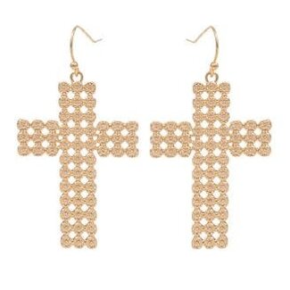 Cross Embossed Metal Earrings