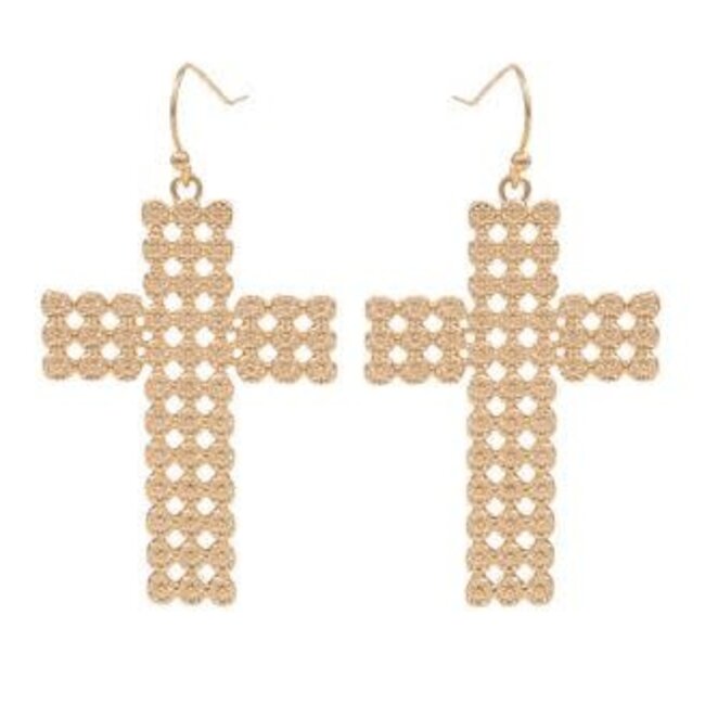 Cross Embossed Metal Earrings