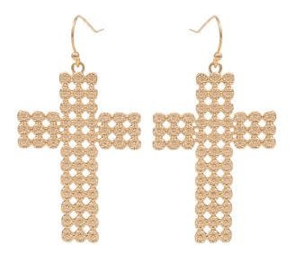 Cross Embossed Metal Earrings