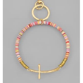 Cross & Sequin Key Ring Bracelet - Multi