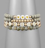 Word & Multi Ball Bracelet - Blessed/Gray