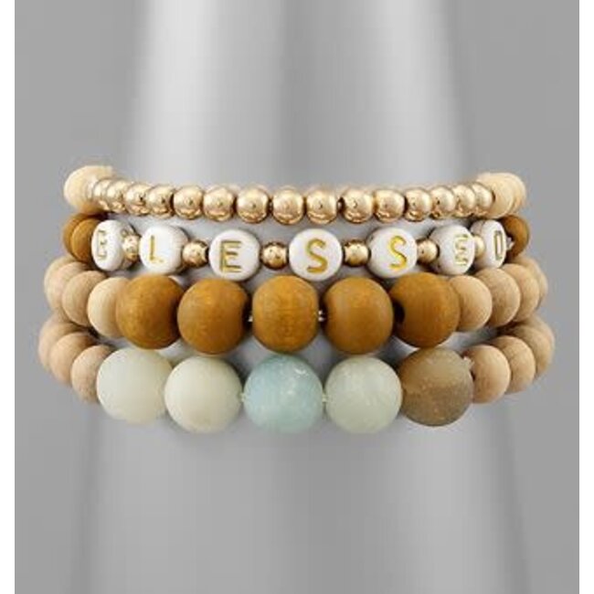 Word & Multi Ball Bracelet - Blessed