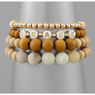 Word & Multi Ball Bracelet - Grace