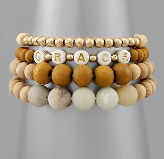 Word & Multi Ball Bracelet - Grace