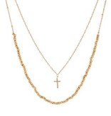 Layered Cross Pendant & Textured Necklace