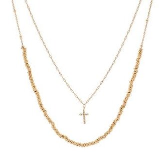 Layered Cross Pendant & Textured Necklace