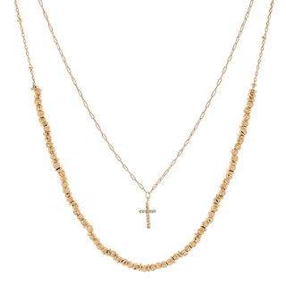 Layered Cross Pendant & Textured Necklace