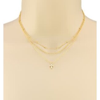 3 Layer Mini Pearl Cross Choker