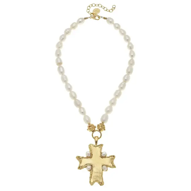 Esther Cross Pearl Necklace