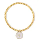 Cross Accented Shell Charm Stretch Bracelet