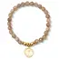 Stretch Stone Bracelet With Round Cross Charm, Cafe