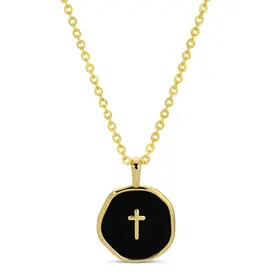 Tiny Cross Pendant - Black