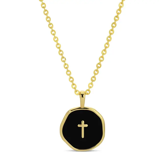 Tiny Cross Pendant - Black